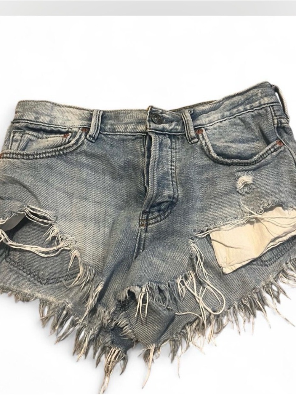 We The Free Washed  Distressed Denim Cutoff Shorts